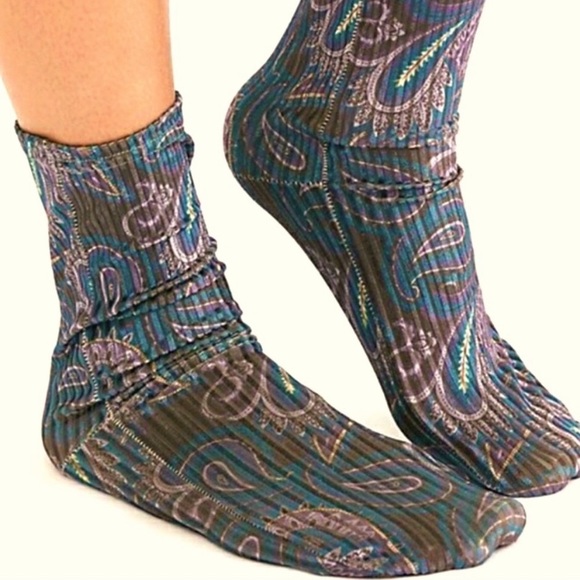 Free People Accessories - Free People Trixie Paisley Velvet Socks NWT 🌺FINAL CCO SALE